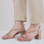 Sandália Mel Salto Bloco Couro