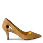 Scarpin Caramelo Salto Fino Couro Cobra