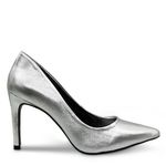 Scarpin Prata Salto Fino Couro