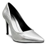 Scarpin Prata Salto Fino Couro