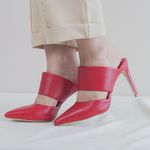 Scarpin Vermelho Salto Fino Couro