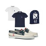 Kit 40 Anos DECKSHOES Feminino - Yate Funny Nobuck Off White/Navy/Vinho + Camiseta + Embalagem Exclusiva