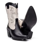Bota Sândalo Feminina Texana Preta/Off White