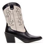 Bota Sândalo Feminina Texana Preta/Off White