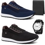 Kit 2 Tênis Causal Masculino - Relógio e Carteira 