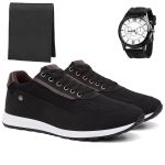 Tênis Sapatênis Casual Masculino - Kit Relógio e Carteira