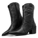 Bota Feminina Texana Bico Fino Cano Curto Confortavel Moda