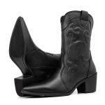 Bota Feminina Texana Bico Fino Cano Curto Confortavel Moda