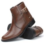 Bota Feminina Cano Curto Coturno Blogueira Estilo Conforto