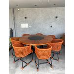 MESA GIRASSOL RIPADA 1,60M E CENTRO GIRATÓRIO DE VIDRO