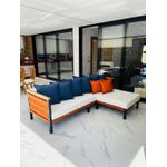 Sofá com chaise Meliá em tricô náutico