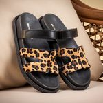 Papete Cléo Preta Animal Print Santa Moça