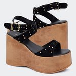 Sandália Flatform Verônica Preta Santa Moça