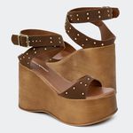 Sandália Flatform Verônica Camel Santa Moça 