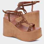 Sandália Flatform Yara Camel Santa Moça