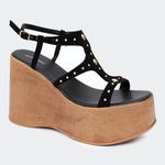 Sandália Flatform Yara Preta Santa Moça 