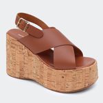 Sandália Flatform Eva Camel Santa Moça