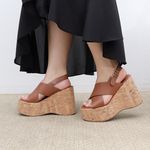 Sandália Flatform Eva Camel Santa Moça