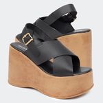 Sandália Flatform Amélia Preta Santa Moça 