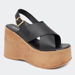 Sandália Flatform Amélia Preta Santa Moça 