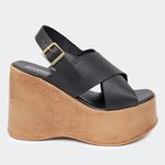 Sandália Flatform Amélia Preta Santa Moça 