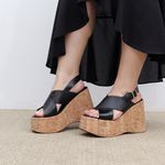 Sandália Flatform Eva Preta Santa Moça 