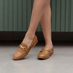 Loafer Metalic Camel Santa Moça