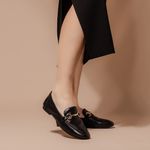 Loafer Metalic Preto Santa Moça