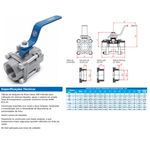 Registro Valvula Esfera Tripartida 1" BSP Classe 300 MGA