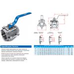 Registro Valvula Esfera Tripartida 1.1/2" BSP Serie 1000 MGA