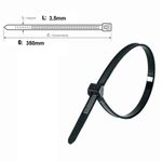 Abraçadeira de Nylon 3,6 x 350mm Preta com 100 Peças Fertak