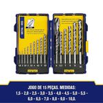 Jogo de Brocas Aço Rápido 1,5 a 10 mm com 15 Peças 1865314 Irwin