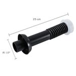 Tubo Ligação 25cm Preto Fosco para Vaso Sanitário com Canopla de Parede e Espude Astra