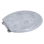 Assento Sanitário Oval Almofadado Cinza Marmorizado Astra Branco