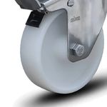 Rodízio Giratório 412 Nylon Branco com Placa e Freio Colson