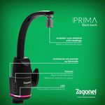 Torneira Elétrica Parede Prima Touch Black Eletrônica Zagonel
