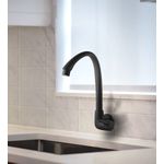 Torneira Plástica Cozinha de Parede Bica Alta Preto Fosco Tigre 300005606