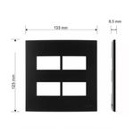 Placa 4x4 de 4 Postos Separados Clean Preto Fosco Margirius