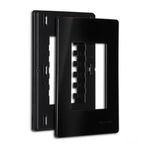 Placa 4 x 2 com Suporte 3 Postos Horizontais Linha Infinity Ebony Margirius