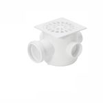 Caixa Sifonada 100 x 100 x 50mm Grelha Quadrada Branca Plastubos