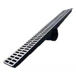 Grelha Ralo Pluvial Linear com Coletor 15x100cm Alumínio Saída Lateral 2 Lados