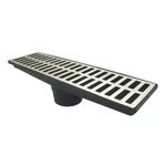 Grelha Ralo Pluvial Linear com Coletor 15x50cm Aluminio Saída para Baixo
