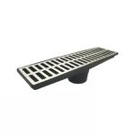 Grelha Ralo Pluvial Linear com Coletor 15x50cm Aluminio Saída para Baixo