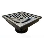 Grelha Ralo Pluvial Côncavo com Coletor 20x20cm Aluminio Saída para Baixo