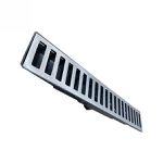 Grelha Ralo Pluvial Linear com Coletor 8x50cm Aluminio Saída para Baixo