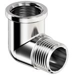 Joelho 90º de Latão Cromado Macho x Fêmea 1/2 pol