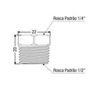 Bucha de Redução em Latão Cromado Rosca 1/2 x 1/4 pol