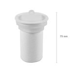 Válvula 1.1/4 pol Branca para Tanques e Lavatórios 75mm Astra