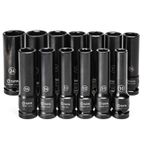 Jogo Soquete Impacto Parede Fina Longo 1/2 pol 13 Pç Sata ST34398T