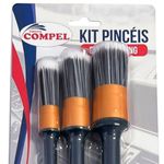 Kit Pincel Detailing 3 Peças Limpeza e Detalhamento Automotivo Compel 1.9201